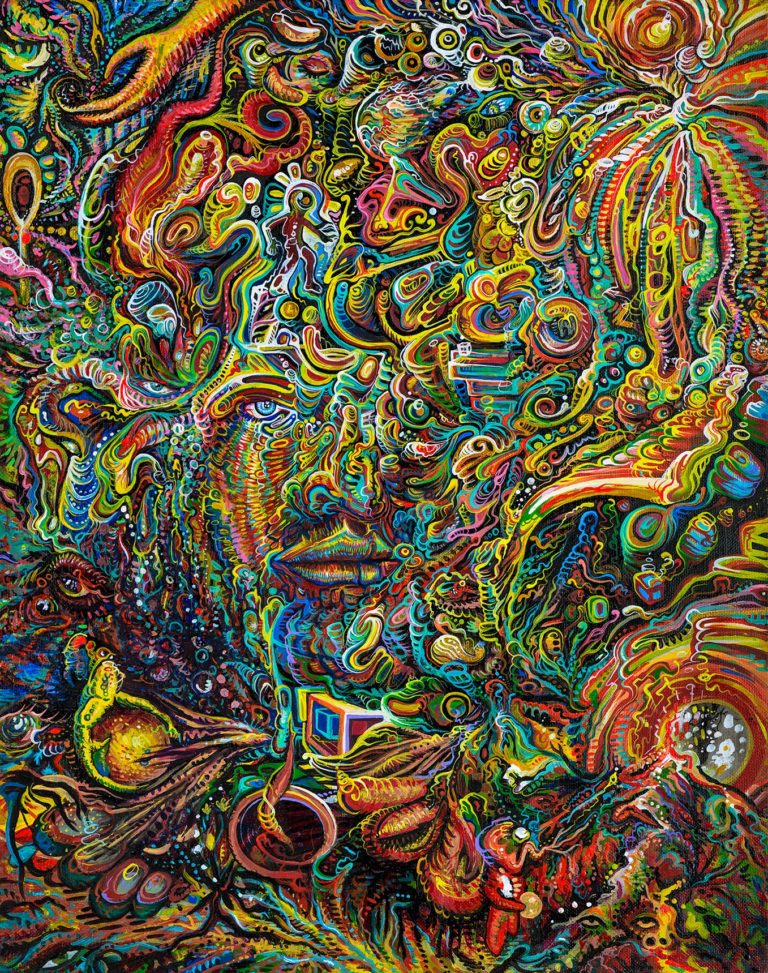 flamgu psychedelic painting trippy abstract surrealism psy landscape visionary art Luke Schroeder