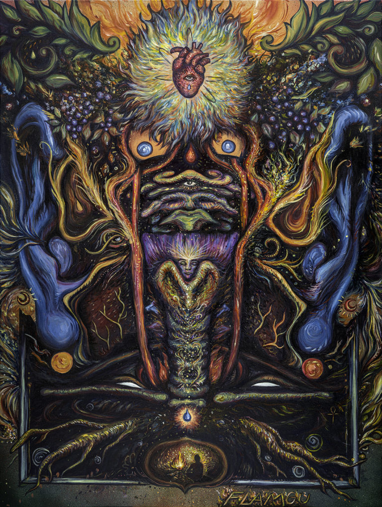 throat chakra spiritual visionary flamgu art painting elephant mask