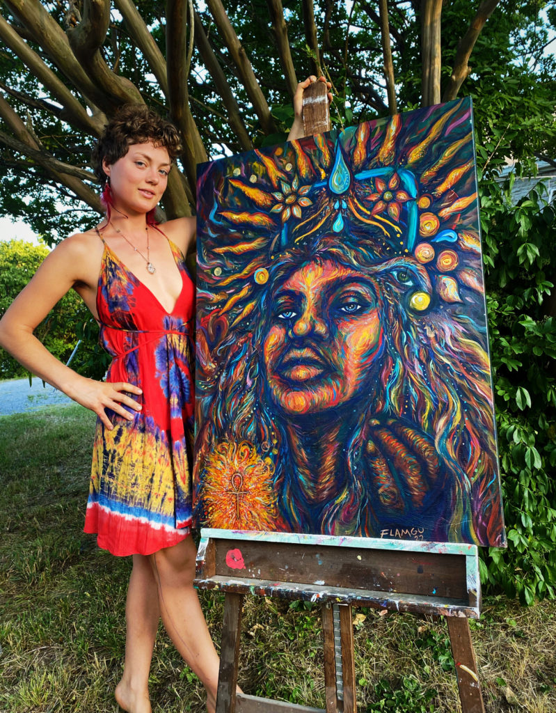 flamgu psychedelic aztec sun queen