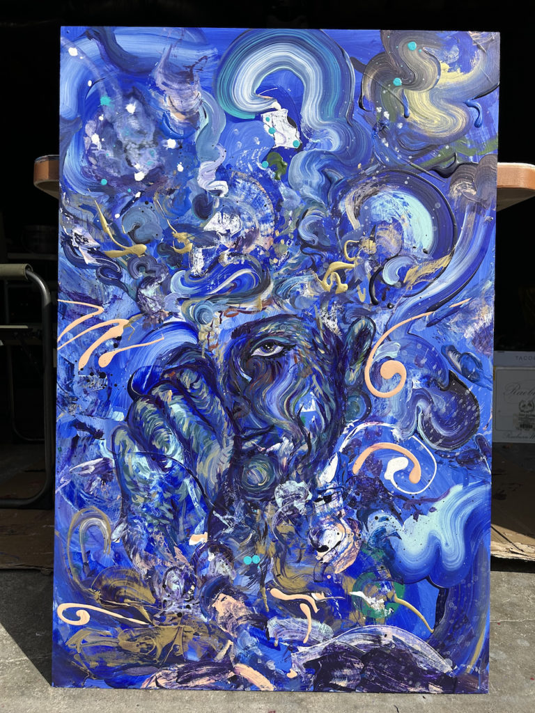 Flamgu blue abstract expressionism painting