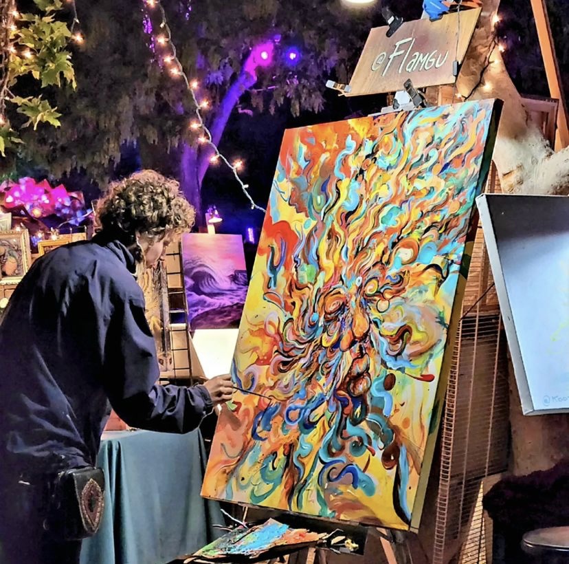 Flamgu live painting desert hearts la psychedelic concert art