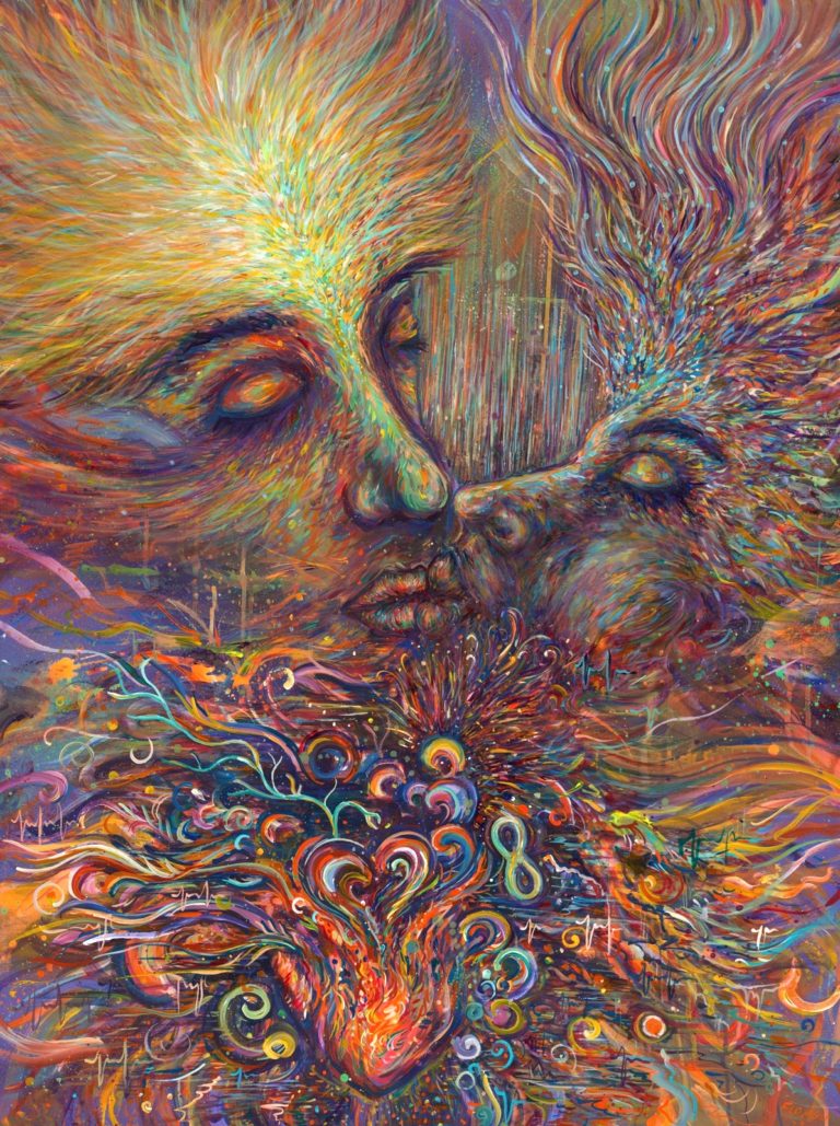 flamgu painting kiss love lover abstract psychedelic love art