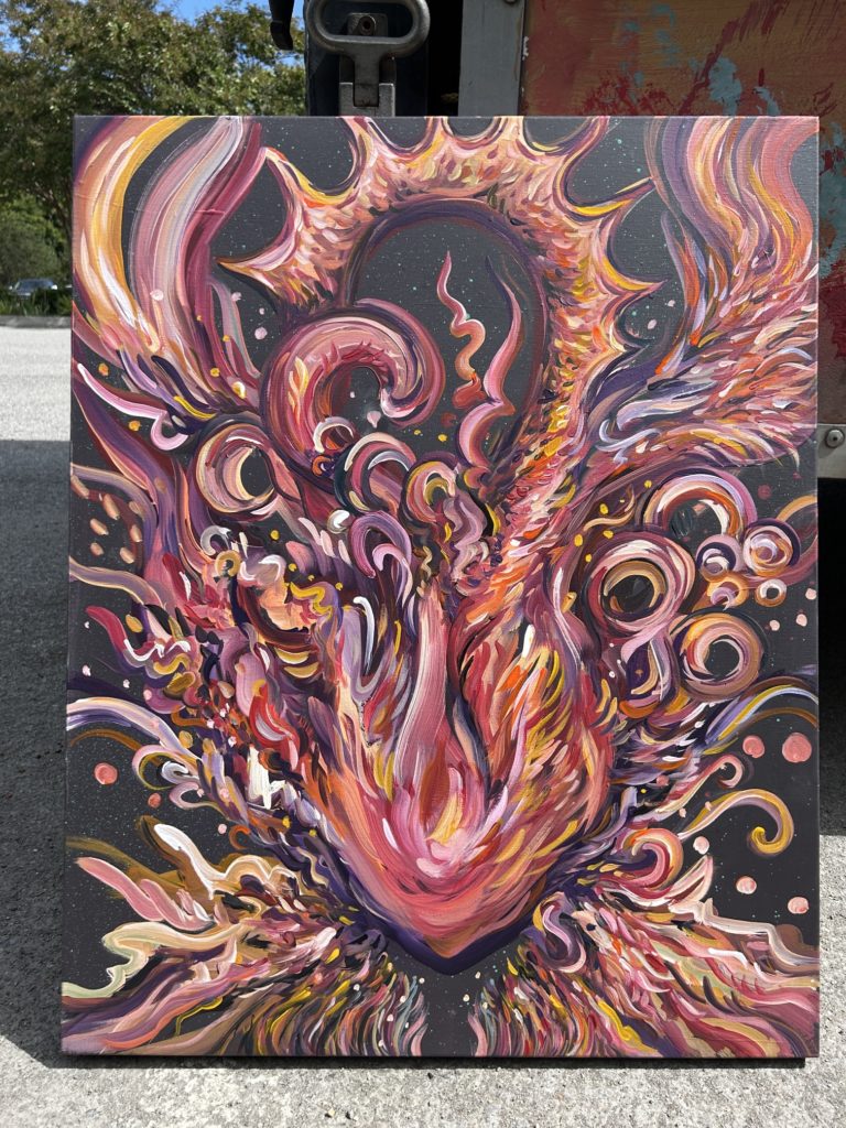 heart love psychedelic mushroom art painting flamgu visionary art